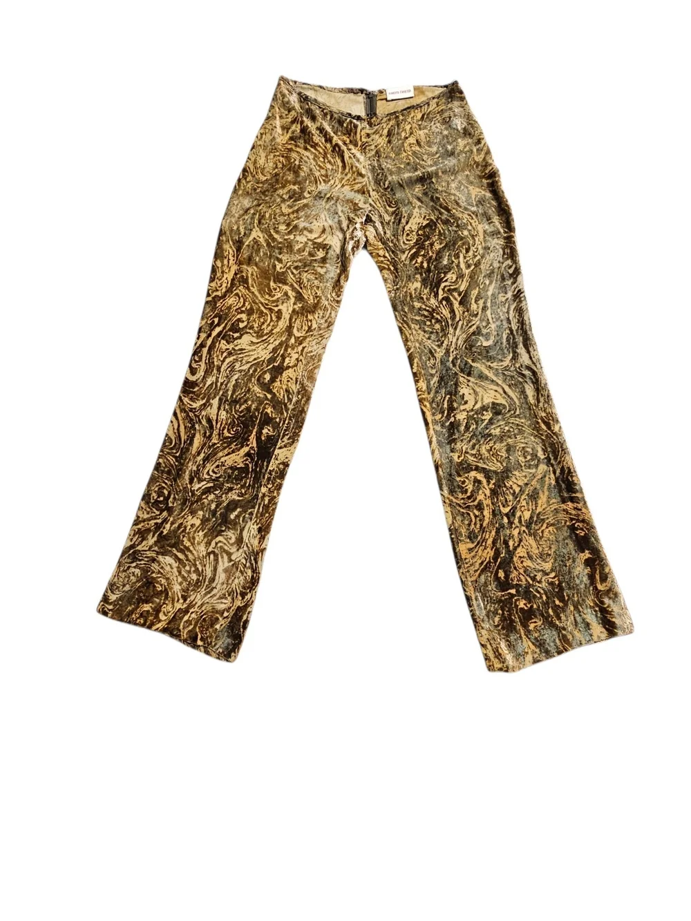 Roberto Torretta Velvet Burnout Pants 8 Silk Blend Y2K Boho NWT Brown
